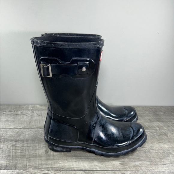 Hunter Original Short Gloss Black Rain Women’s Waterproof Winter Snow Boots 7 - Picture 2 of 10